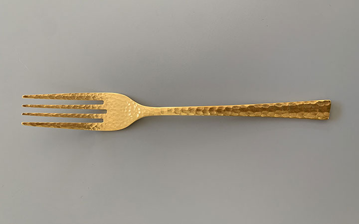 P Gold Dinner Fork by Wasabi Cutlery
